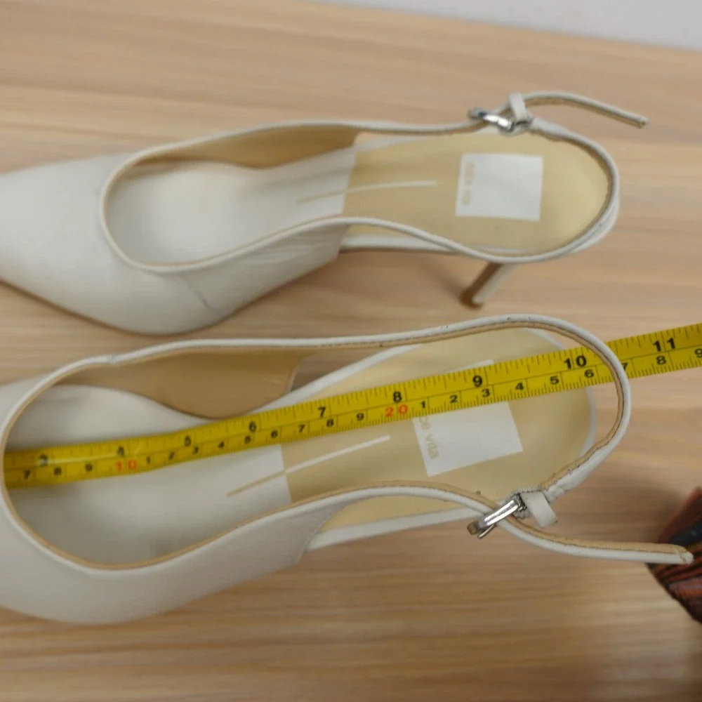 Dolce Vita Slingback Heels Womens 8.5 White Leather Bridal Pointed Kitten Heel